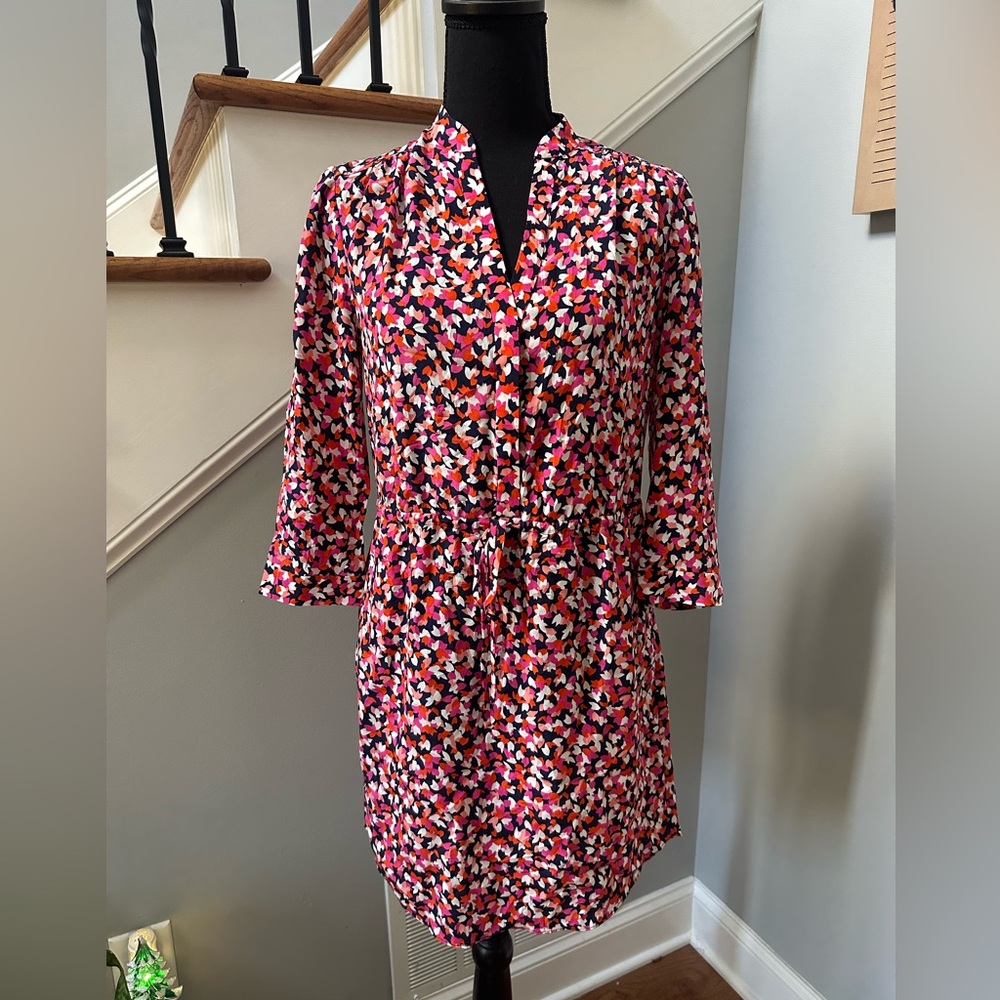 Silk Freya Abstract Floral Dress with Pockets - Picture 1 of 7